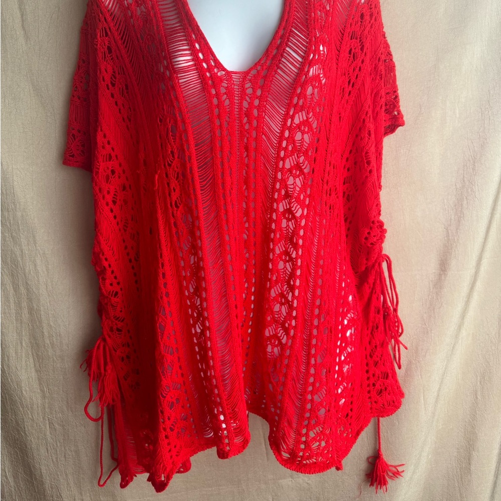 Red beach cover up